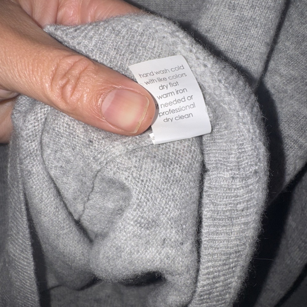 27 Miles Malibu Gray 100% Cashmere Peace Sign Intarsia Crewneck Sweater Large - Picture 9 of 13